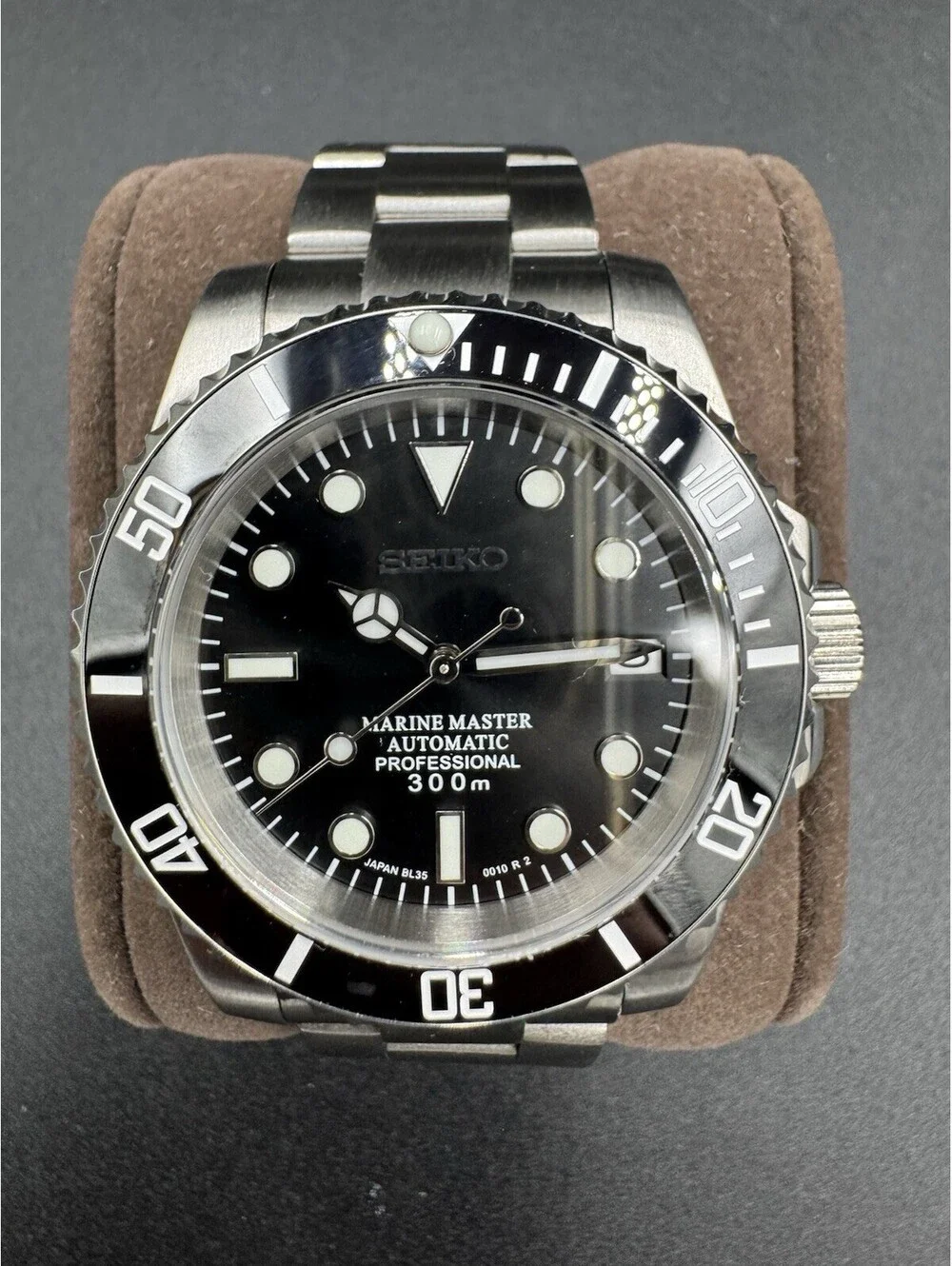 Seiko Mod Marine Master Black Dial with Genuine Seiko NH35 Movement Stainless St
